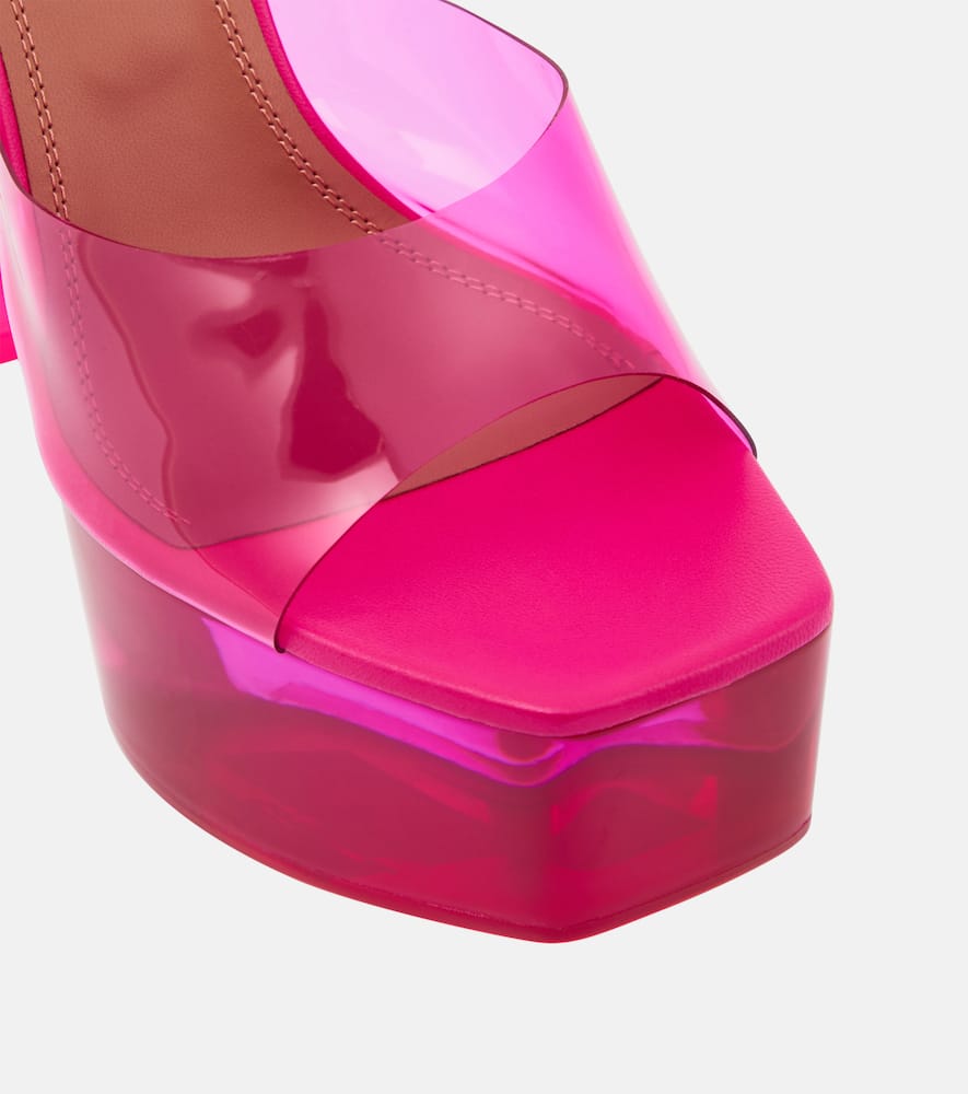 Amina Muaddi Dalida Glass PVC platform mules