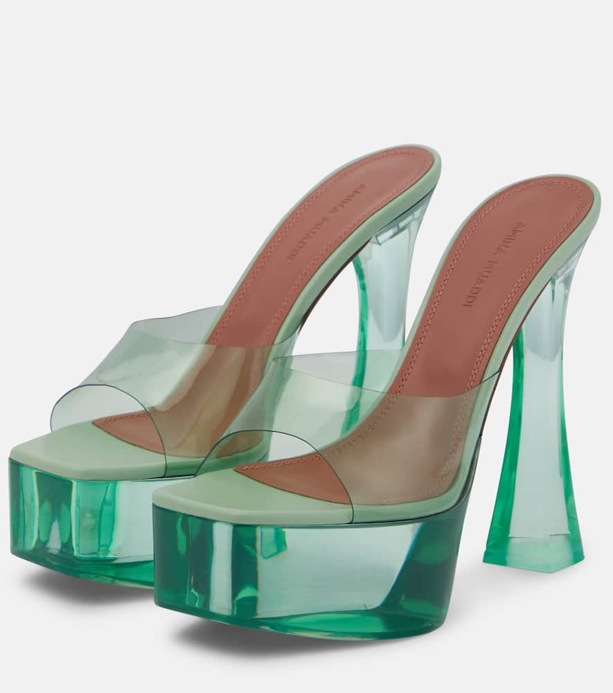 Amina Muaddi Dalida PVC platform mules