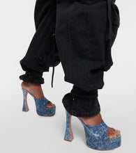 Amina Muaddi Dalida denim platform mules
