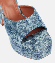 Amina Muaddi Dalida denim platform mules