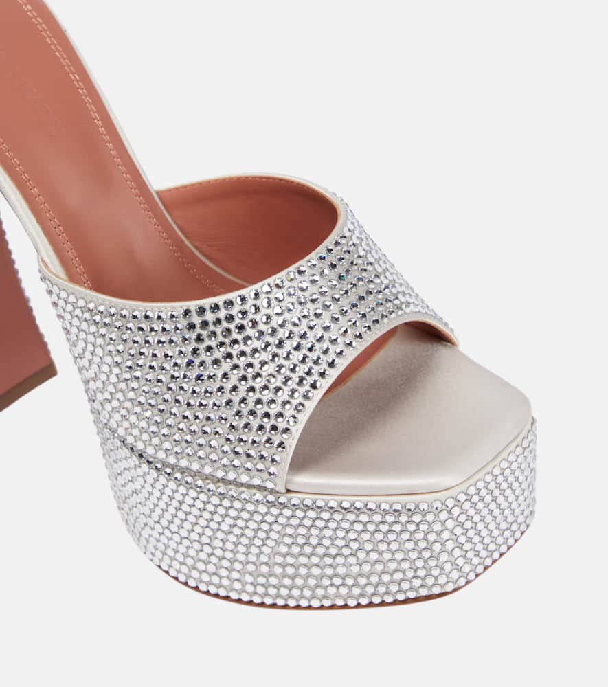 Amina Muaddi Dalida embellished platform mules