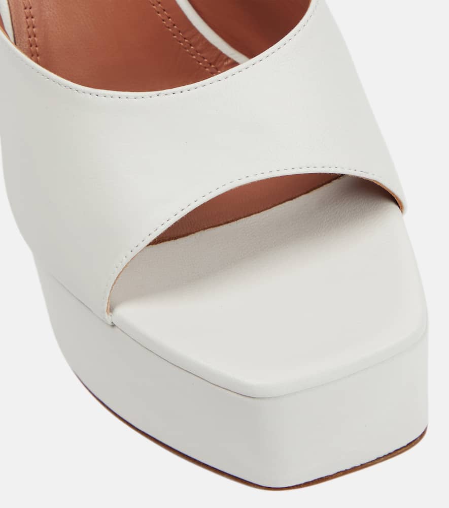 Amina Muaddi Dalida leather platform mules