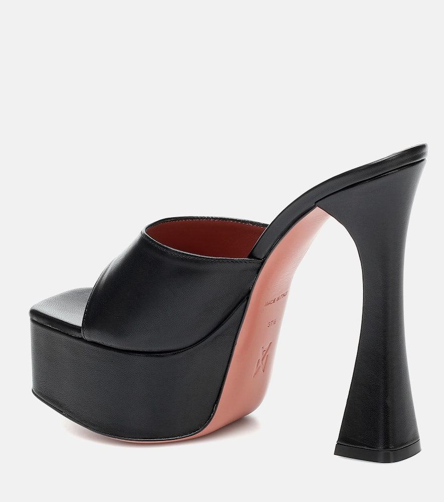 Amina Muaddi Dalida leather platform sandals