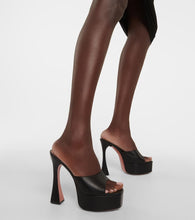 Amina Muaddi Dalida leather platform sandals