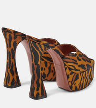 Amina Muaddi Dalida leopard-print satin platform mules