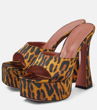 Amina Muaddi Dalida leopard-print satin platform mules