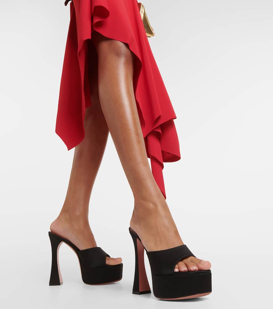 Amina Muaddi Dalida satin platform mules