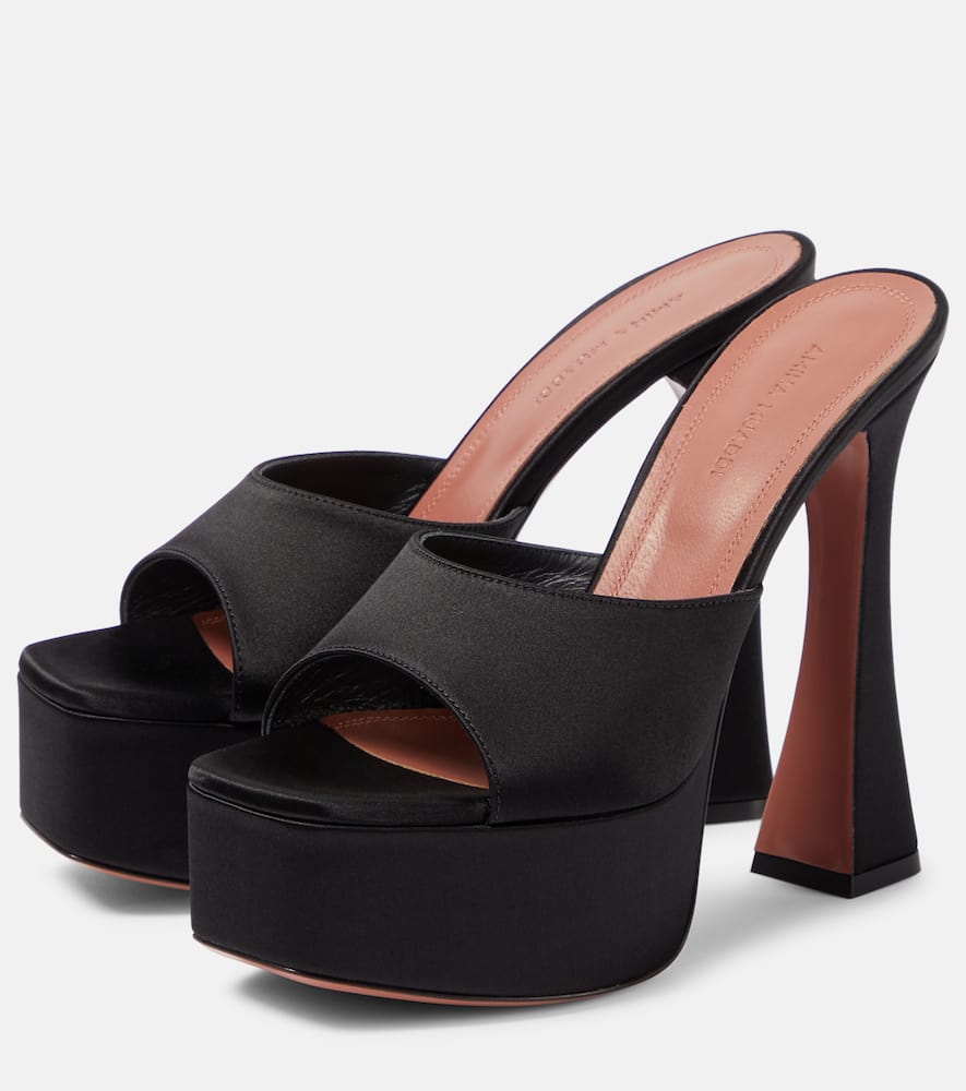 Amina Muaddi Dalida satin platform mules