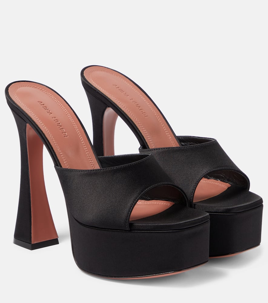 Amina Muaddi Dalida satin platform mules - Amina Muaddi Dalida 缎面厚底穆勒鞋