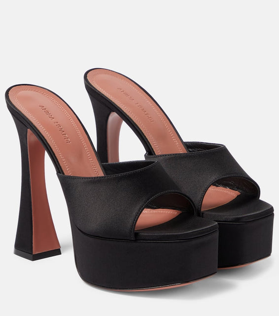 Amina Muaddi Dalida satin platform mules