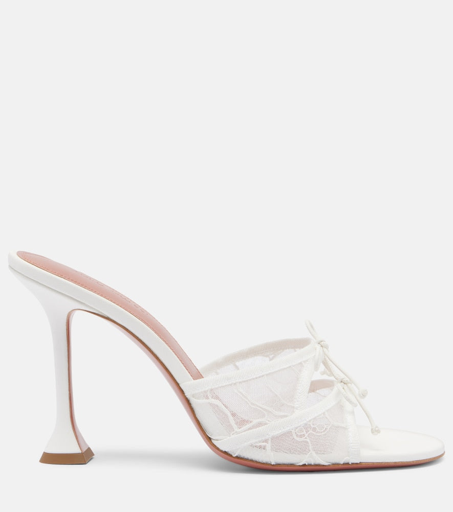 Amina Muaddi Eleonora bow-detail lace mules