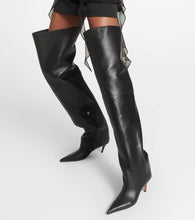 Amina Muaddi Fiona 60 leather over-the-knee boots