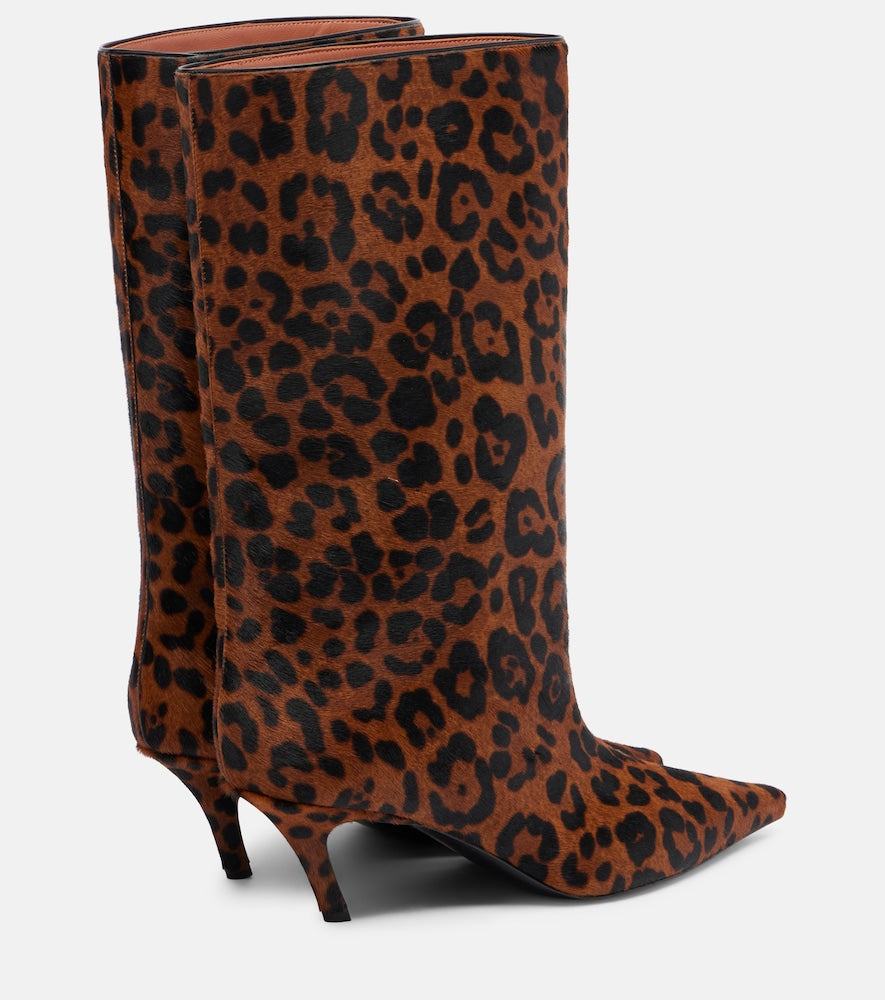 Amina Muaddi Fiona 60 leopard-print calf hair ankle boots