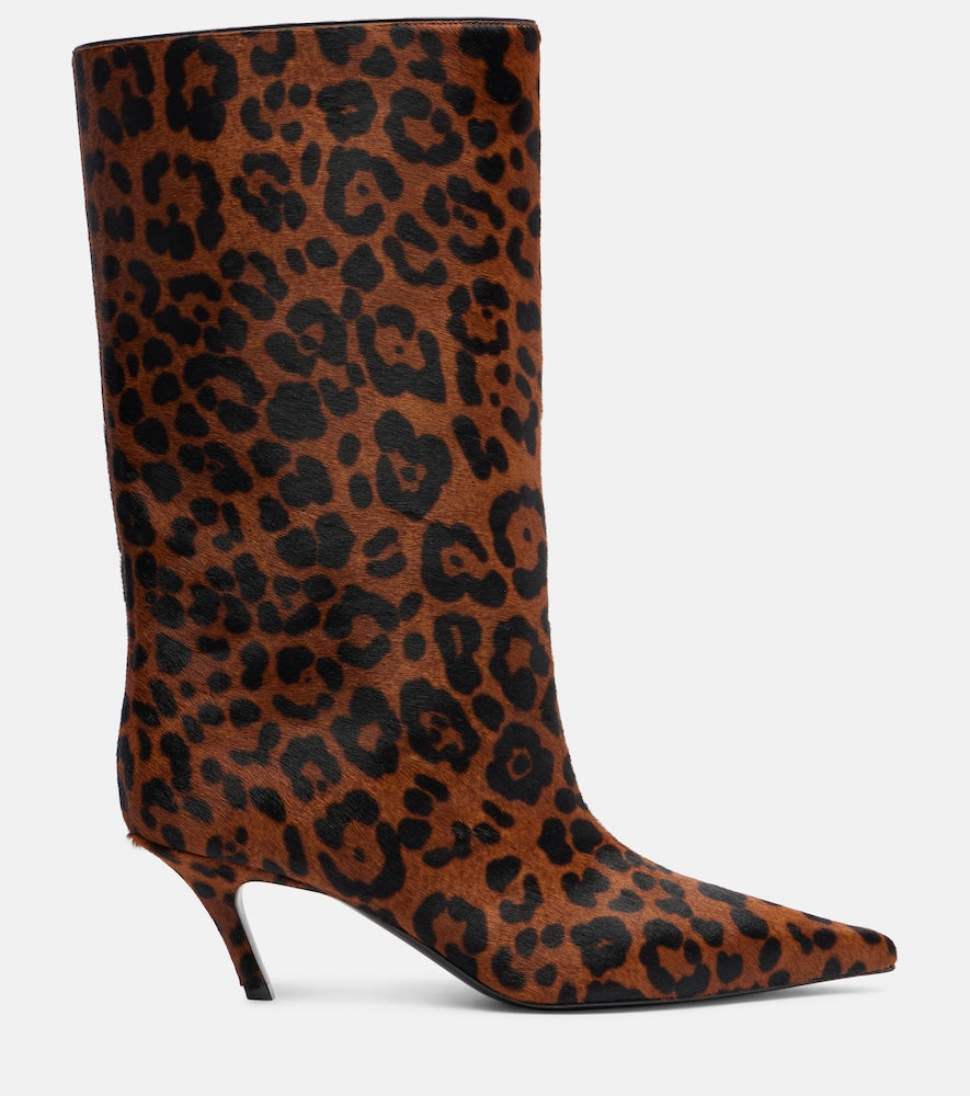 Amina Muaddi Fiona 60 leopard-print calf hair ankle boots