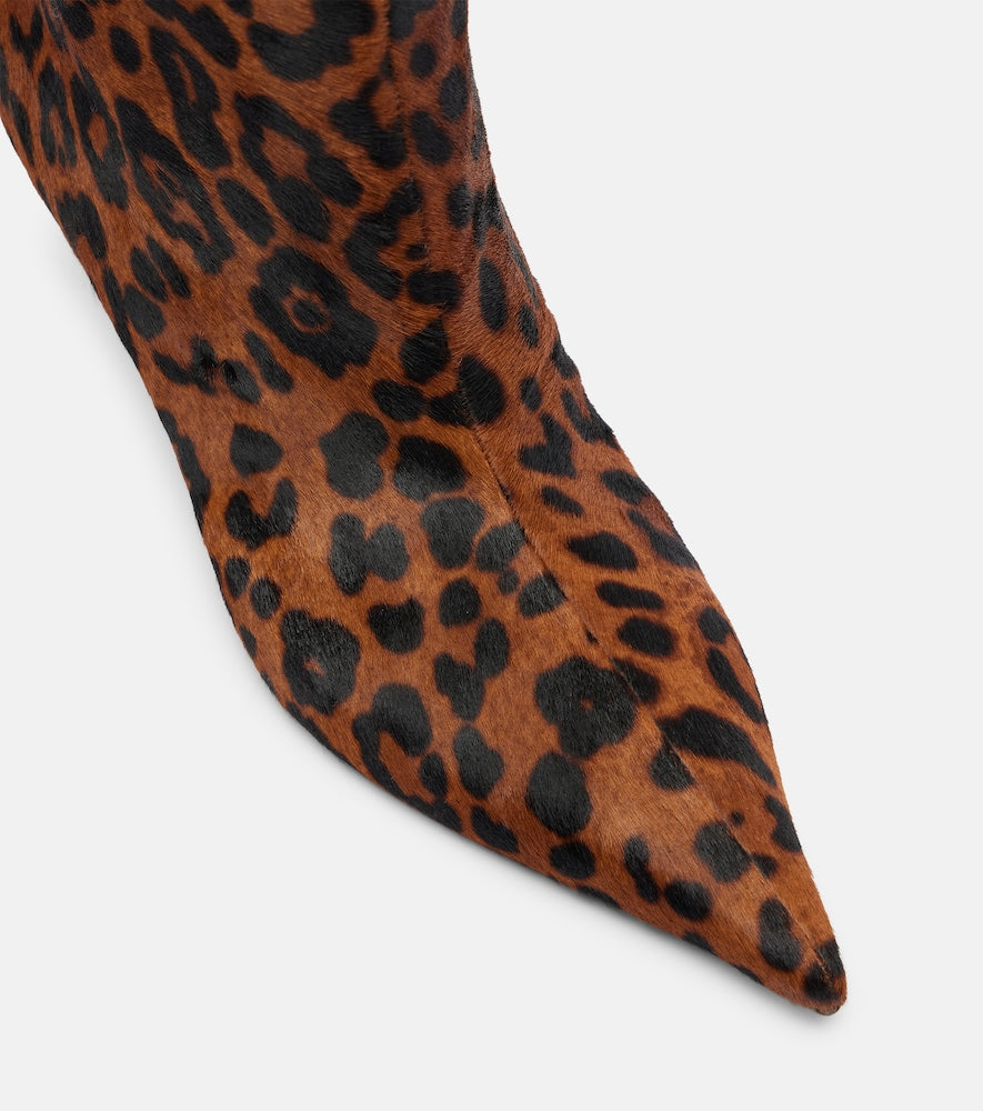 Amina Muaddi Fiona 60 leopard-print calf hair ankle boots