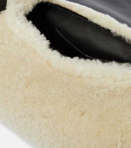 Amina Muaddi Gemini Small shearling shoulder bag