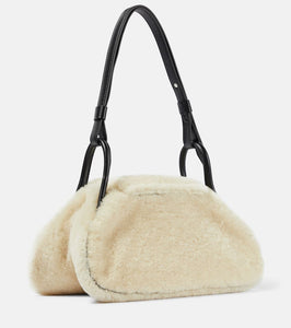 Amina Muaddi Gemini Small shearling shoulder bag