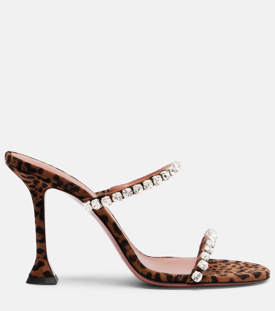 Amina Muaddi Gigi 95 leopard-print suede mules