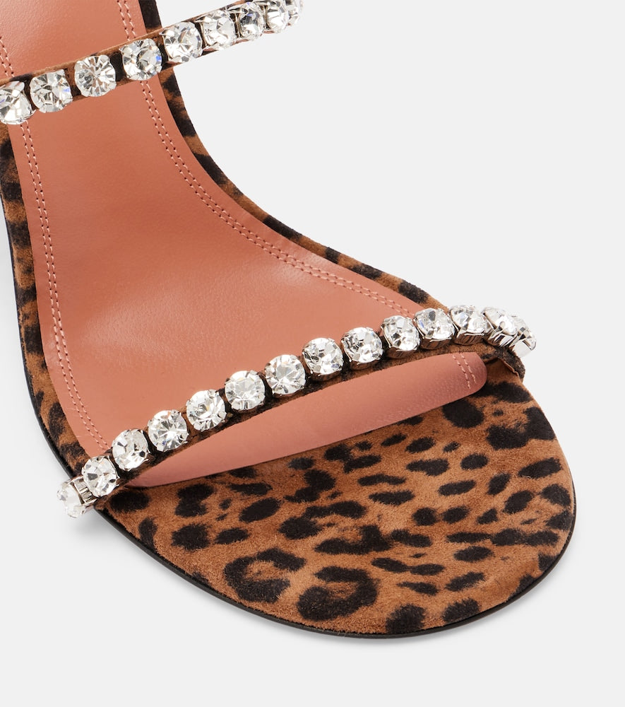 Amina Muaddi Gigi 95 leopard-print suede mules