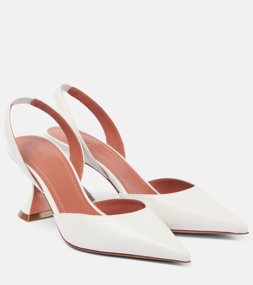Amina Muaddi Holli 70 leather slingback pumps - Amina Muaddi Holli 70 皮革露跟高跟鞋