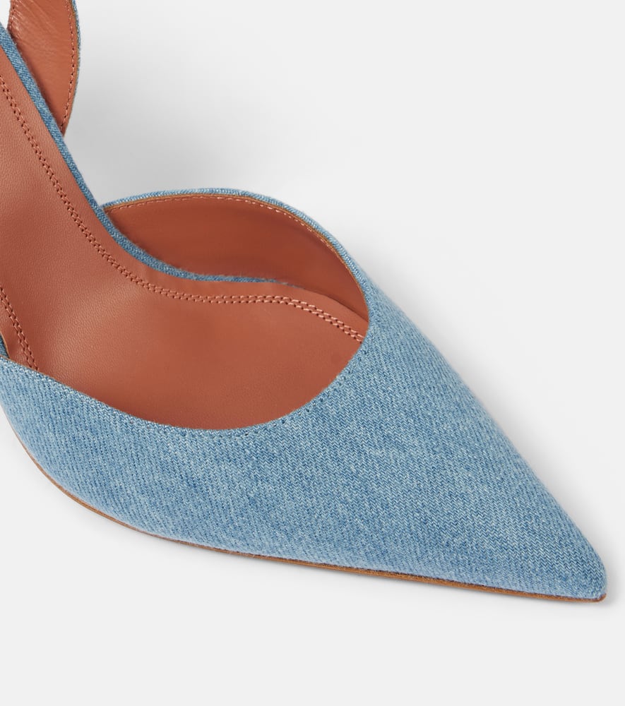 Amina Muaddi Holli 95 denim slingback pumps