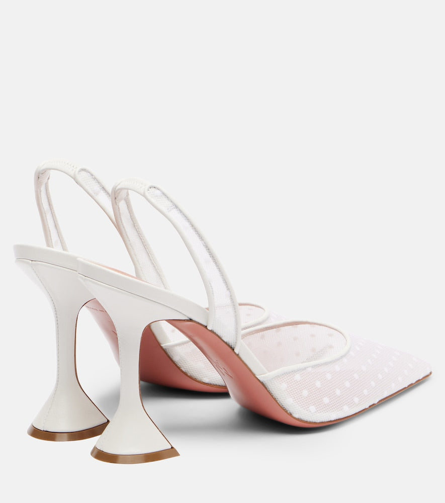 Amina Muaddi Holli 95 point d'esprit slingback pumps