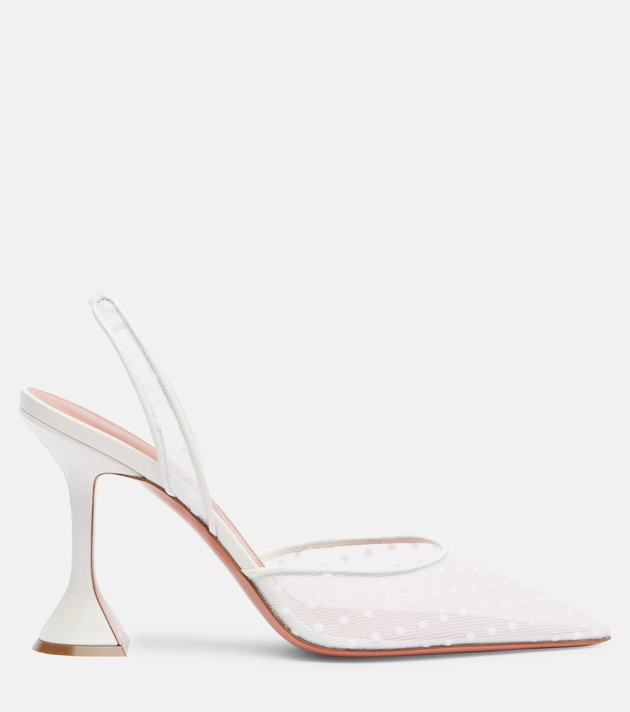 Amina Muaddi Holli 95 point d'esprit slingback pumps