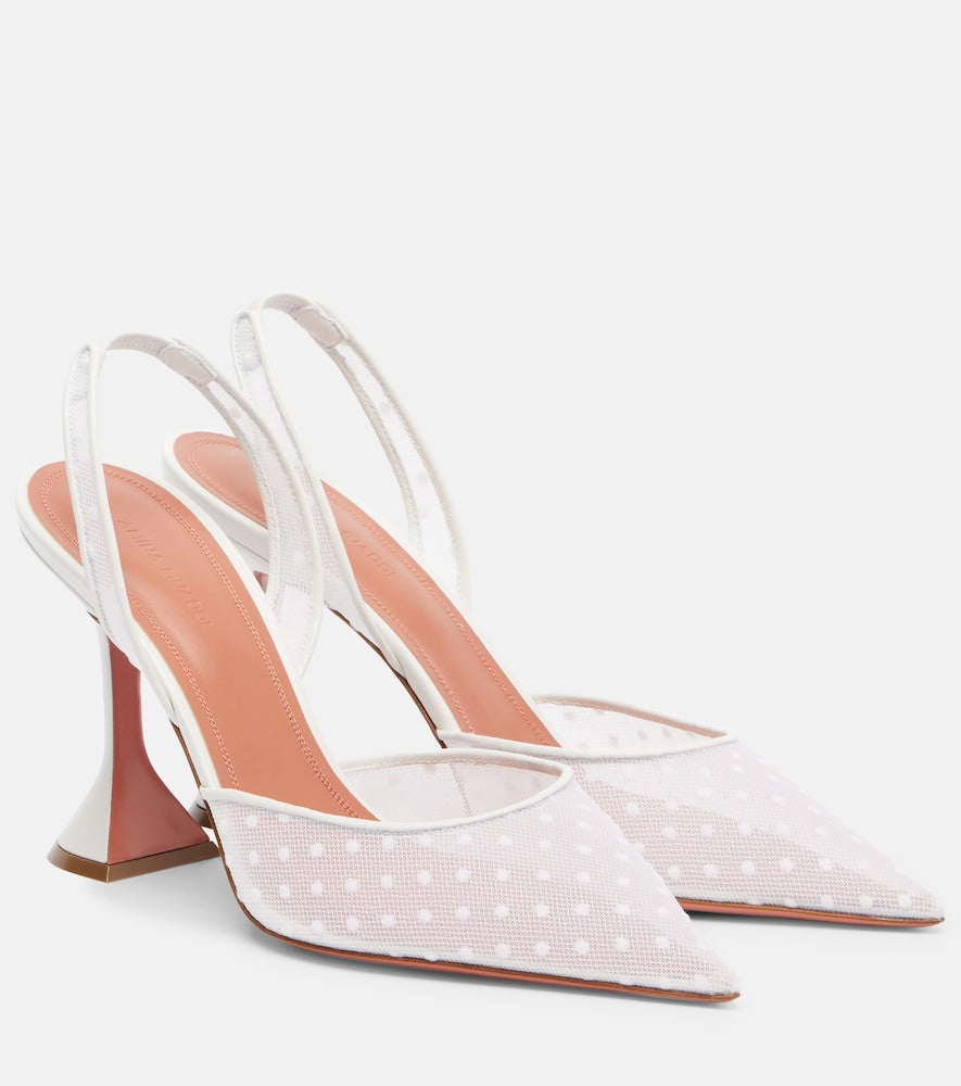 Amina Muaddi Holli 95 point d'esprit slingback pumps