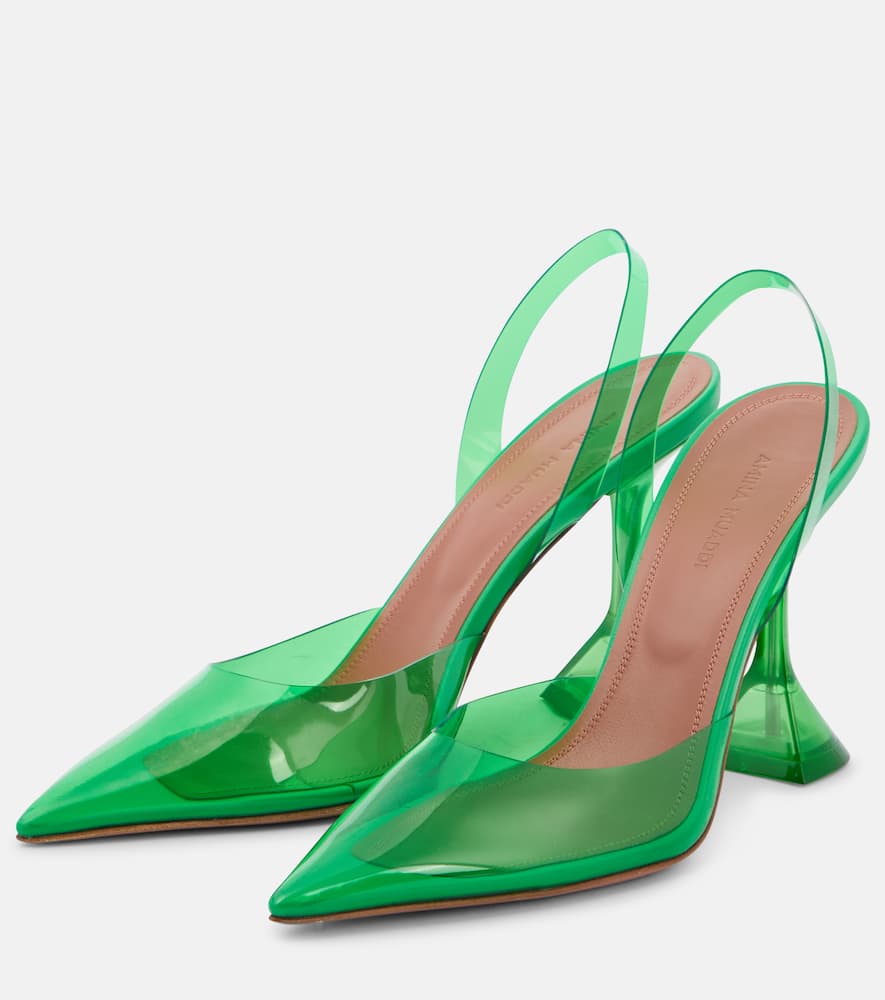 Amina Muaddi Holli Glass PVC slingback pumps