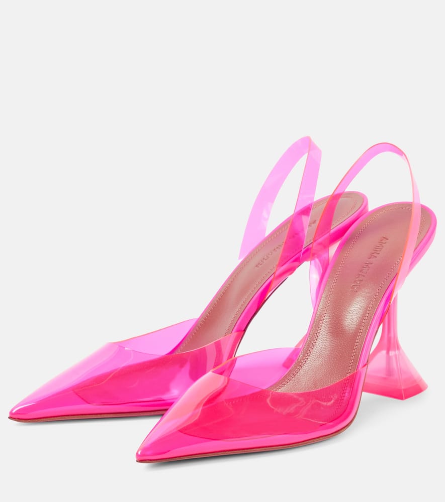 Amina Muaddi Holli Glass PVC slingback pumps
