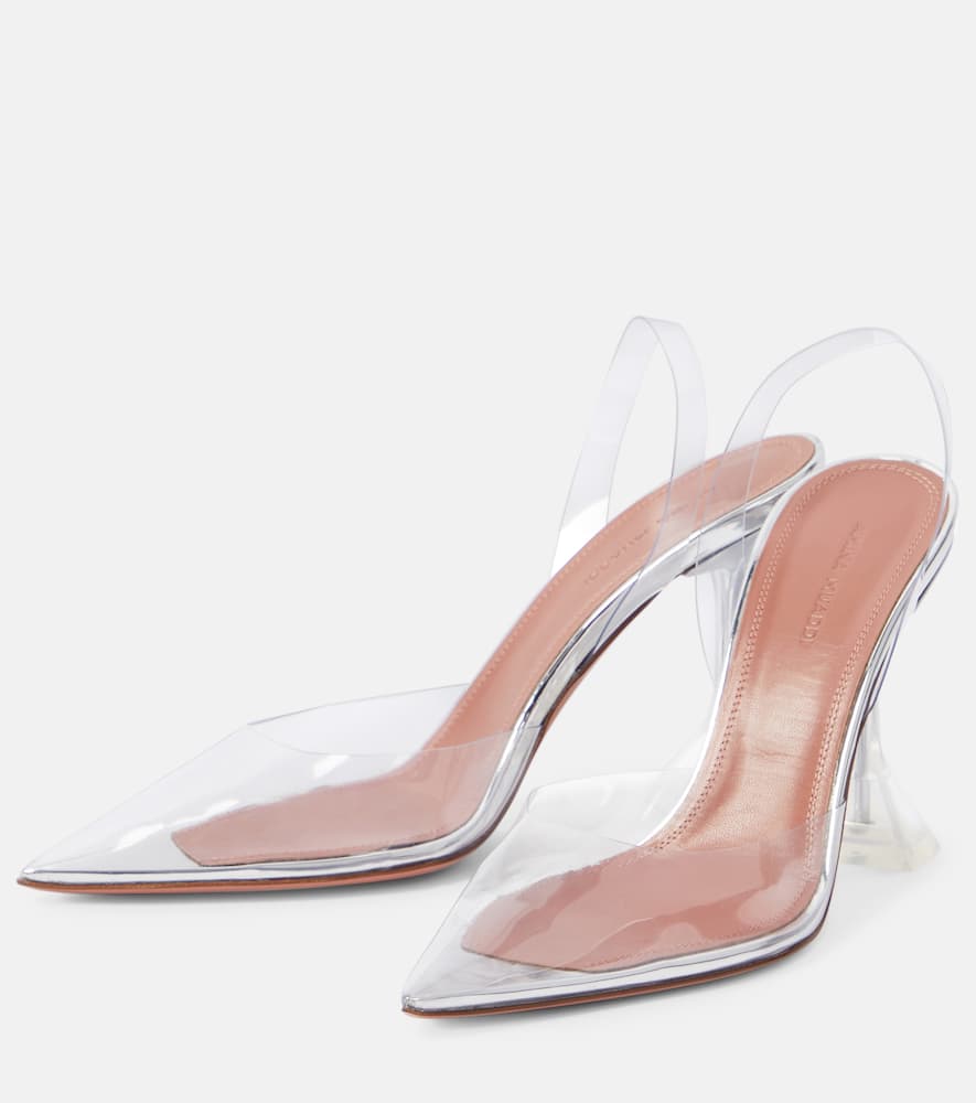 Amina Muaddi Holli Glass PVC slingback pumps
