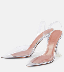 Amina Muaddi Holli Glass PVC slingback pumps