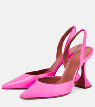 Amina Muaddi Holli Glass leather slingback pumps