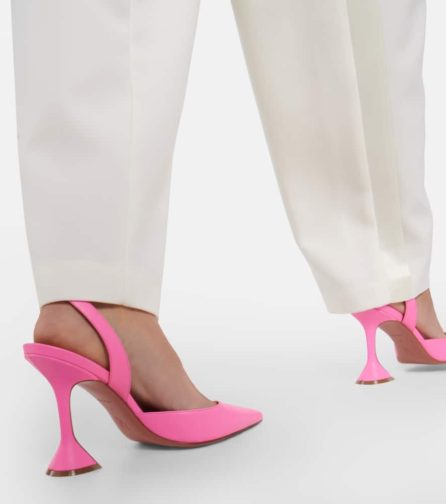 Amina Muaddi Holli Glass leather slingback pumps