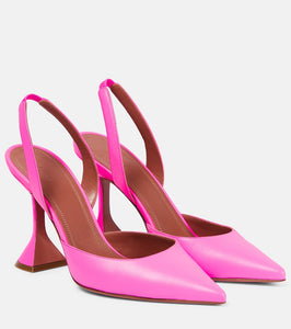 Amina Muaddi Holli Glass leather slingback pumps