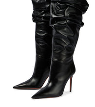 Amina Muaddi Jahleel leather over-the-knee boots