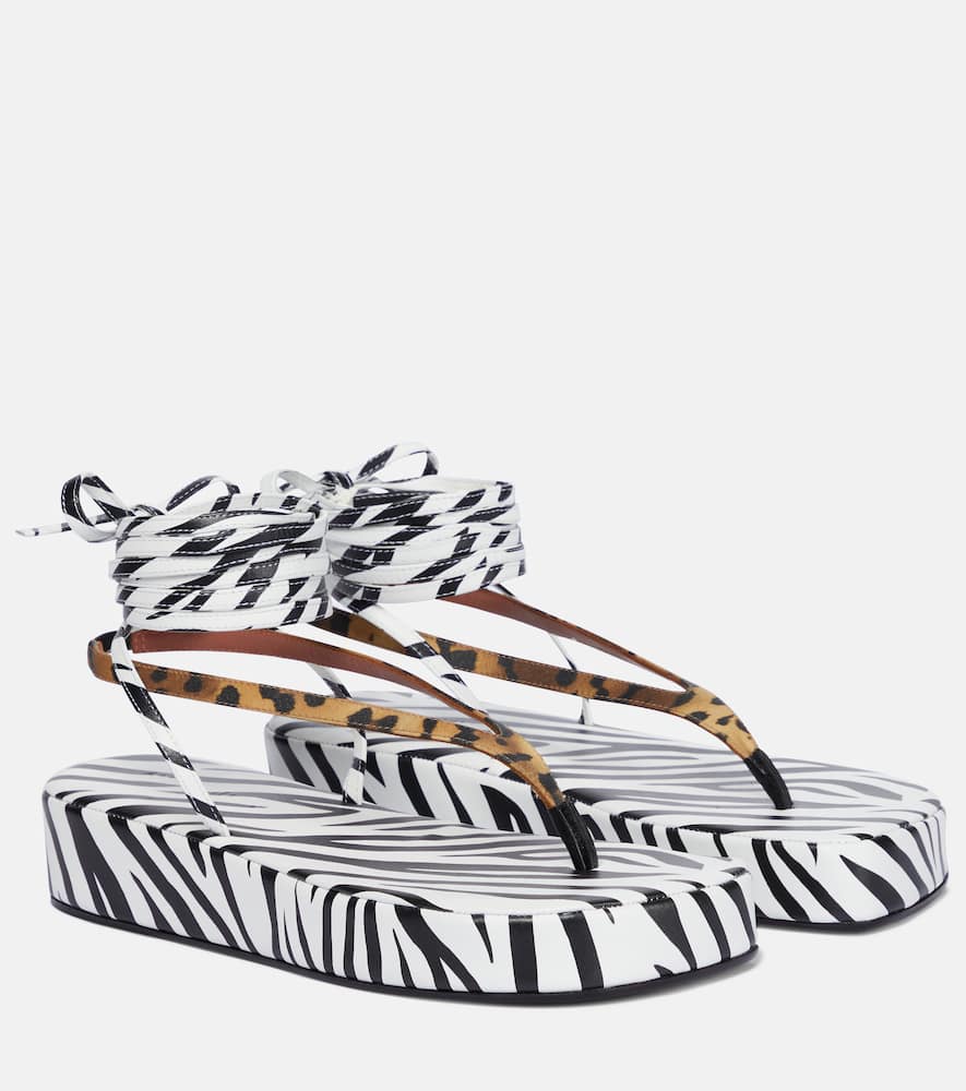 Amina Muaddi Jamie printed satin sandals