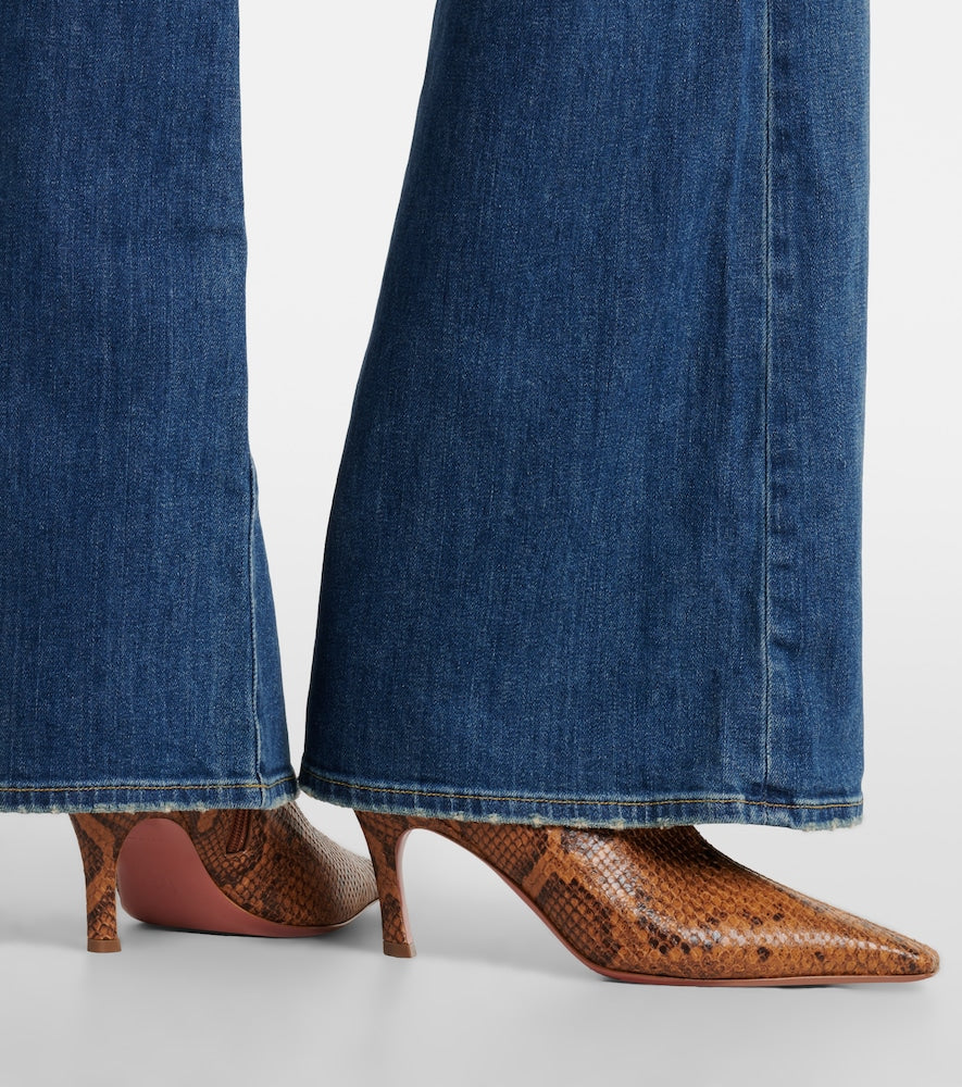 Amina Muaddi Jamie snake-effect leather ankle boots