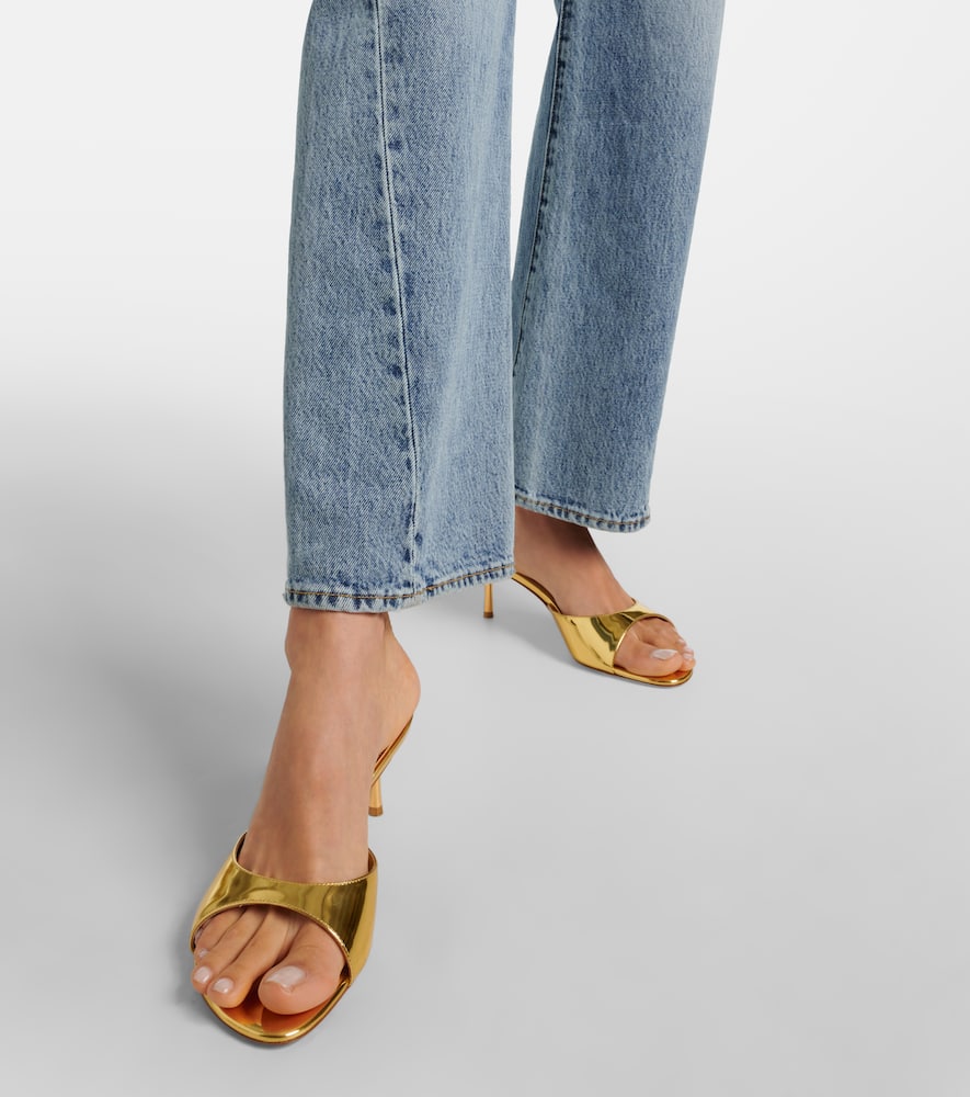 Amina Muaddi Jeanne 60 metallic leather mules