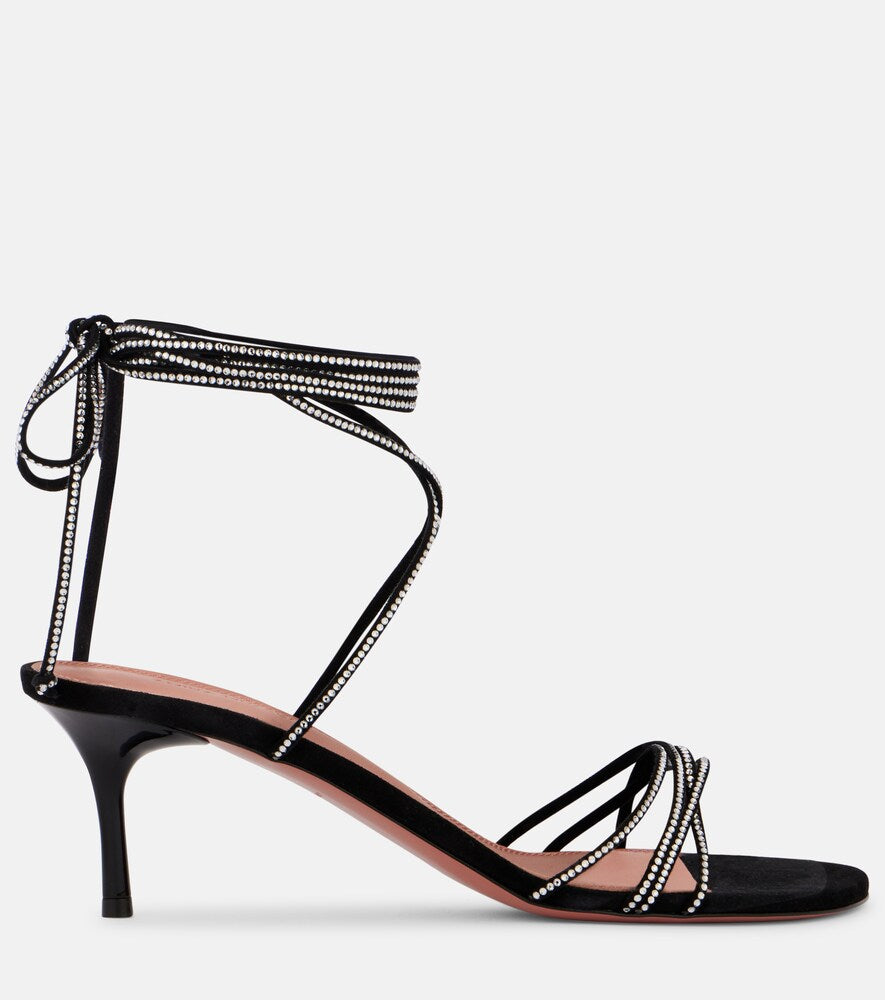 Amina Muaddi Lori 60 crystal-embellished suede sandals