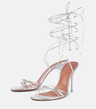 Amina Muaddi Lori 95 metallic leather sandals