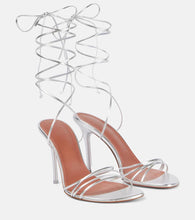 Amina Muaddi Lori 95 metallic leather sandals