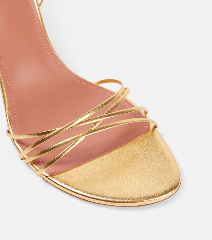 Amina Muaddi Lori metallic leather sandals