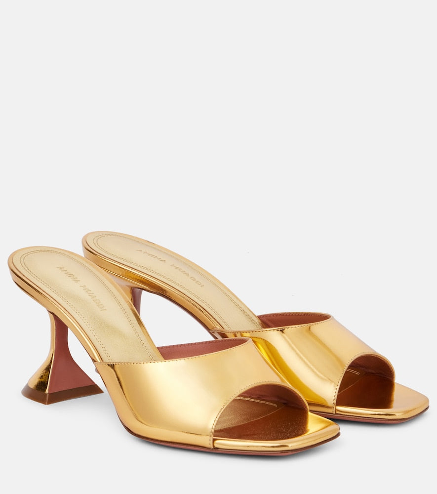 Amina Muaddi Lupita 70 metallic leather mules