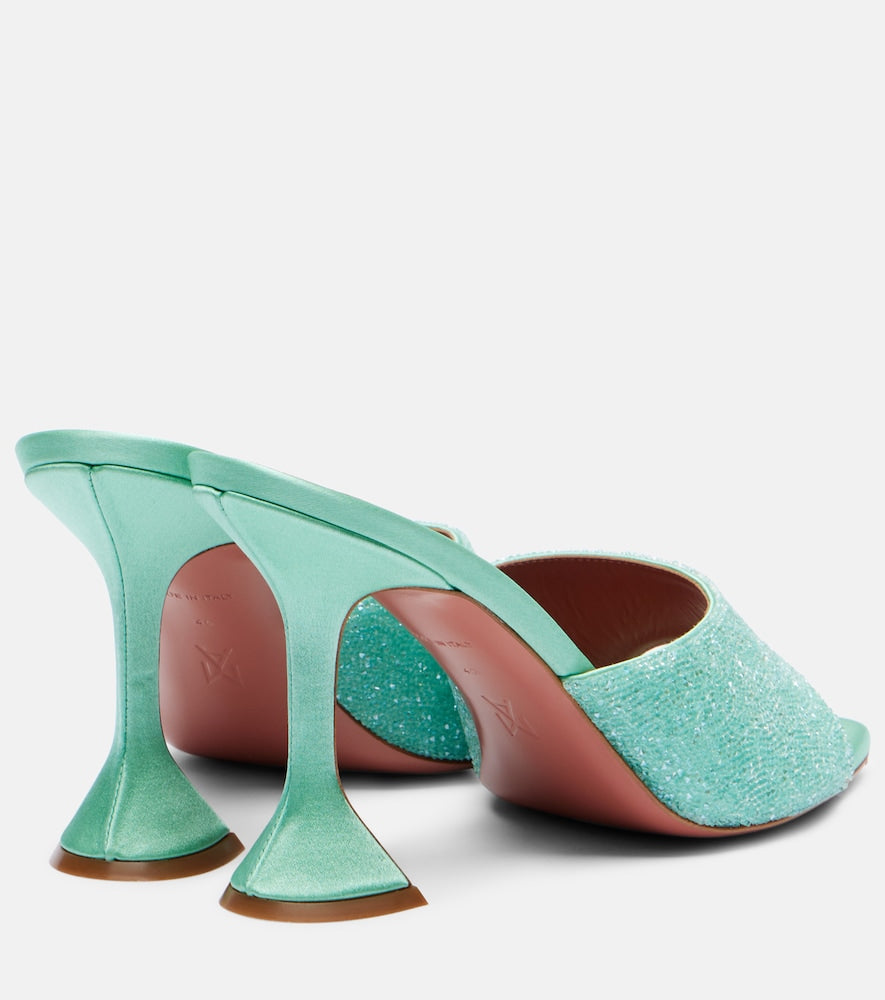 Amina Muaddi Lupita 95 crystal-embellished satin mules