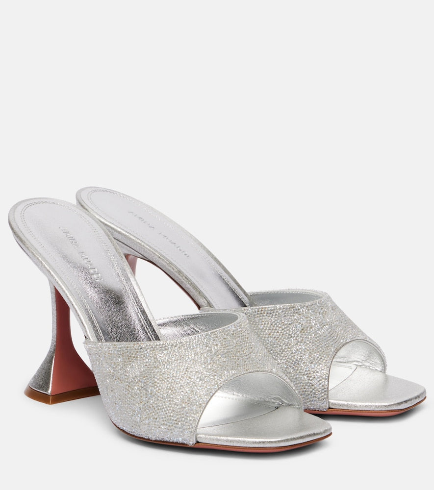 Amina Muaddi Lupita 95 embellished leather mules