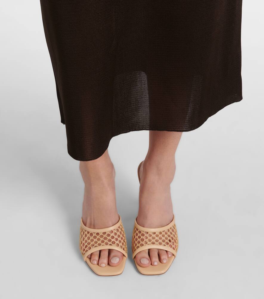Amina Muaddi Lupita 95 fishnet leather-trimmed mules