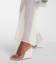 Amina Muaddi Lupita Half Glass PVC and leather wedge mules