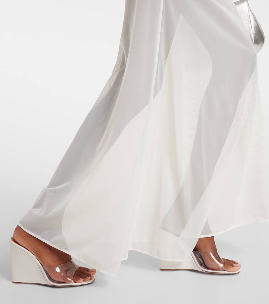 Amina Muaddi Lupita Half Glass PVC and leather wedge mules