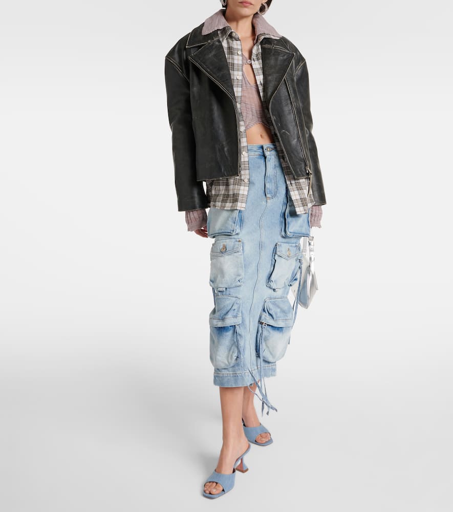Amina Muaddi Lupita denim mules
